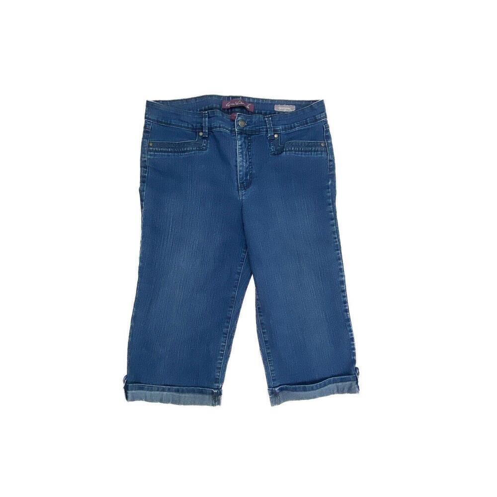 Gloria Vanderbilt Skimmer Women 10 Blue Dark Wash Cuffed‎ Denim Jeans